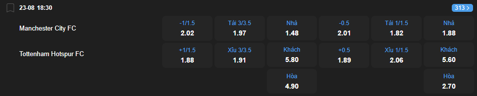 Tỷ lệ kèo Manchester City vs Tottenham Hotspur nhan-dinh-soi-keo-manchester-city-vs-tottenham-hotspur-luc-18h30-ngay-23-8-2025-2